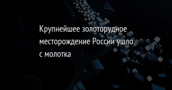 Крупнейшее золоторудное месторождение России ушло с молотка