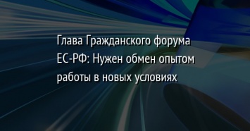 Глава Гражданского форума ЕС-РФ: Нужен обмен опытом работы в новых условиях