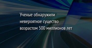 Ученые обнаружили невероятное существо возрастом 500 миллионов лет