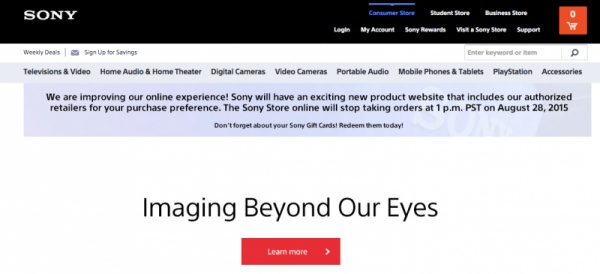Официальный интернет-магазин закрывает Sony