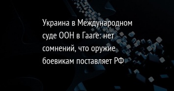 Украина в Международном суде ООН в Гааге: нет сомнений, что оружие боевикам поставляет РФ