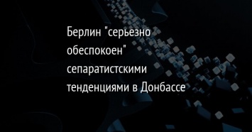 Берлин "серьезно обеспокоен" сепаратистскими тенденциями в Донбассе