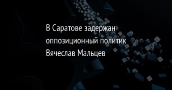 В Саратове задержан оппозиционный политик Вячеслав Мальцев