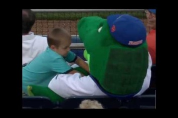 Талисман защитил ребенка от попадания бейсбольного мяча (видео)
