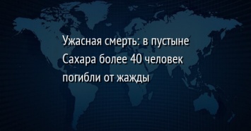 Ужасная смерть: в пустыне Сахара более 40 человек погибли от жажды