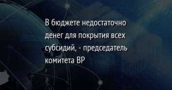 В бюджете недостаточно денег для покрытия всех субсидий, - председатель комитета ВР