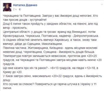 Синоптик рассказала, когда в Украину вернется жара