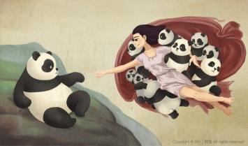 Китайский иллюстратор рисует панд в стиле мировых шедевров живописи