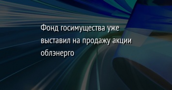 Фонд госимущества уже выставил на продажу акции облэнерго