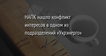 НАПК нашло конфликт интересов в одном из подразделений «Укрэнерго»