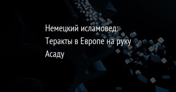 Немецкий исламовед: Теракты в Европе на руку Асаду