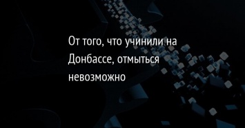 От того, что учинили на Донбассе, отмыться невозможно