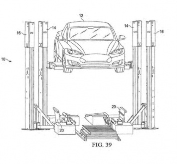 Tesla запатентовала технологию замены батарей электромобилей «на лету»
