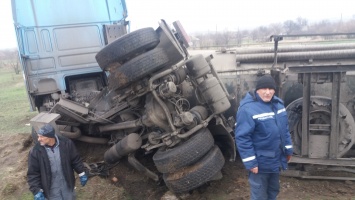 На запорожской трассе перевернулся грузовик с десятками тонн подсолнечного масла