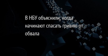 В НБУ объяснили, когда начинают спасать гривню от обвала