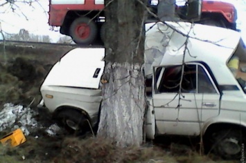 В Одесской области «шестерка» врезалась в дерево: пострадавших из машины вытаскивали спасатели