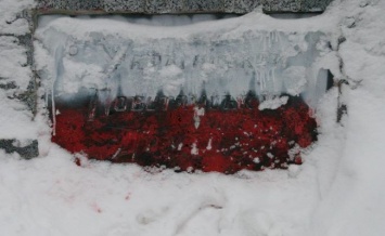 В Харькове раскрасили памятник в цвета польского флага