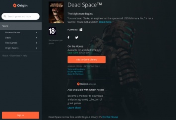 Шутер Dead Space доступен бесплатно на EA Origin