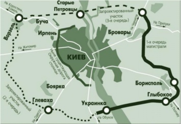 Обнародована детальная карта новой окружной вокруг Киева и по каким населенным пунктам она пройдет