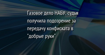 Газовое дело НАБУ: судья получила подозрение за передачу конфиската в "добрые руки"