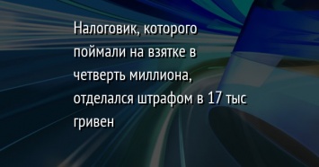 Налоговик, которого поймали на взятке в четверть миллиона, отделался штрафом в 17 тыс гривен