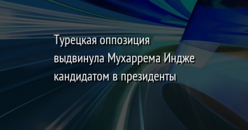 Турецкая оппозиция выдвинула Мухаррема Индже кандидатом в президенты