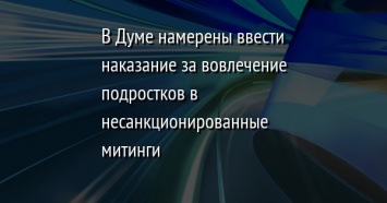 В Думе намерены ввести наказание за вовлечение подростков в несанкционированные митинги