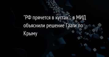 "РФ прячется в кустах": в МИД объяснили решение Гааги по Крыму