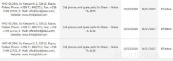 В России замечены Nokia TA-1075, TA-1105 и TA-1116