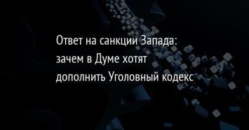 Ответ на санкции Запада: зачем в Думе хотят дополнить Уголовный кодекс