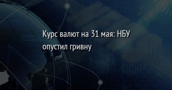 Курс валют на 31 мая: НБУ опустил гривну