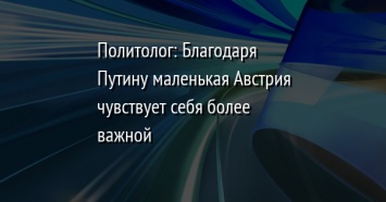 Политолог: Благодаря Путину маленькая Австрия чувствует себя более важной