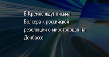 В Кремле ждут письма Волкера к российской резолюции о миротворцах на Донбассе