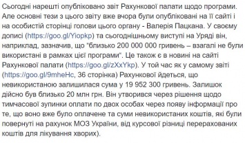 Супрун прокомментировала разгромные выводы аудита Счетной палаты по лечению онкобольных