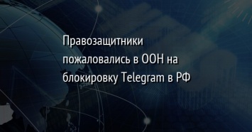 Правозащитники пожаловались в ООН на блокировку Telegram в РФ