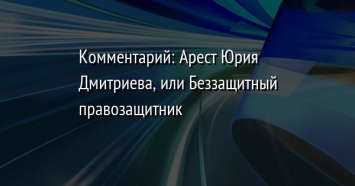 Комментарий: Арест Юрия Дмитриева, или Беззащитный правозащитник