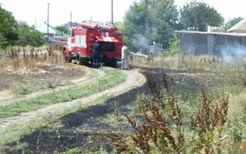 Вчера в Новотроицком пожарные тушили возгорание сухостоя