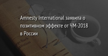 Amnesty International заявила о позитивном эффекте от ЧМ-2018 в России