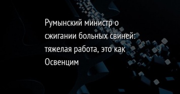 Румынский министр о сжигании больных свиней: тяжелая работа, это как Освенцим