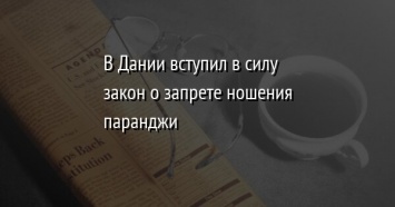 В Дании вступил в силу закон о запрете ношения паранджи