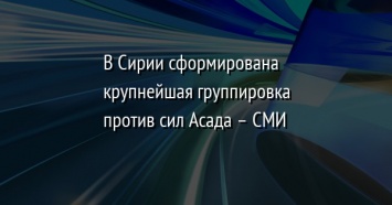 В Сирии сформирована крупнейшая группировка против сил Асада - СМИ