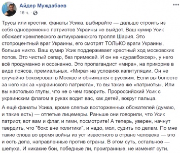 Зрада: Александра Усика раскритиковали блогеры назвали «чистым сепаром»