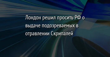 Лондон решил просить РФ о выдаче подозреваемых в отравлении Скрипалей