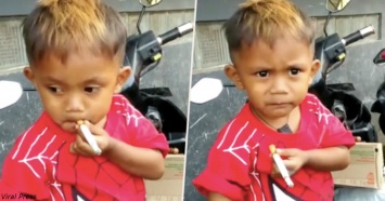 2-летний мальчик из Индонезии курит по 40 сигарет в день