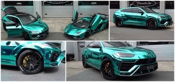 Бирюзовый хромированный Lamborghini Urus просто невероятен (ВИДЕО)