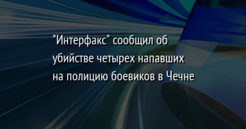 "Интерфакс" сообщил об убийстве четырех напавших на полицию боевиков в Чечне