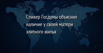 Спикер Госдумы объяснил наличие у своей матери элитного жилья