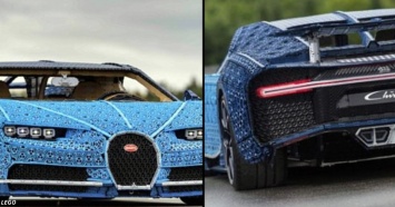 LEGO сделал точную копию Bugatti Chiron из 2300 игрушечных моторов! И она ездит!