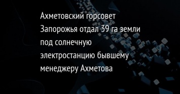 Ахметовский горсовет Запорожья отдал 39 га земли под солнечную электростанцию бывшему менеджеру Ахметова