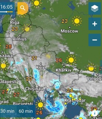 Синоптик показала карту, как на украинскую столицу движется непогода из Крыма